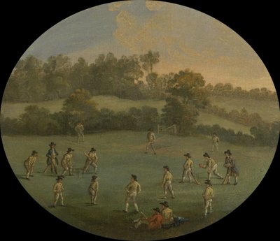 Ein Cricketspiel (Der Royal Academy Club in Marylebone Fields, jetzt Regents Park) von Unbekannt Unbekannt